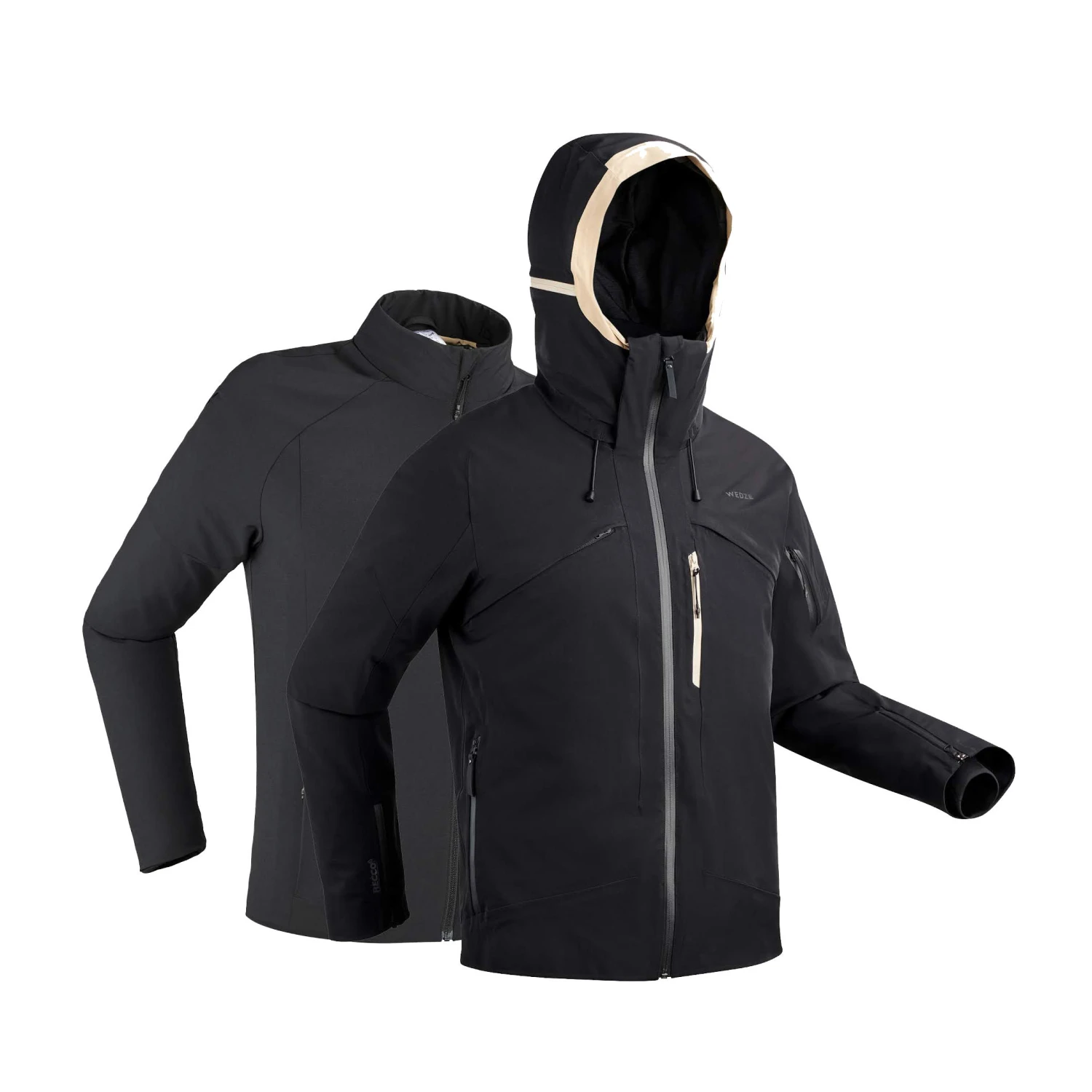 WEDZE Men’s Ski Jacket - 980 Black 1 WEDZE Men’s Ski Jacket - 980 Black