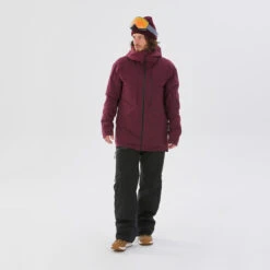 WEDZE Men’s Ski Jacket - FR 100 Burgundy -WEDZE SHOP mens ski jacket fr100 burgundy 2