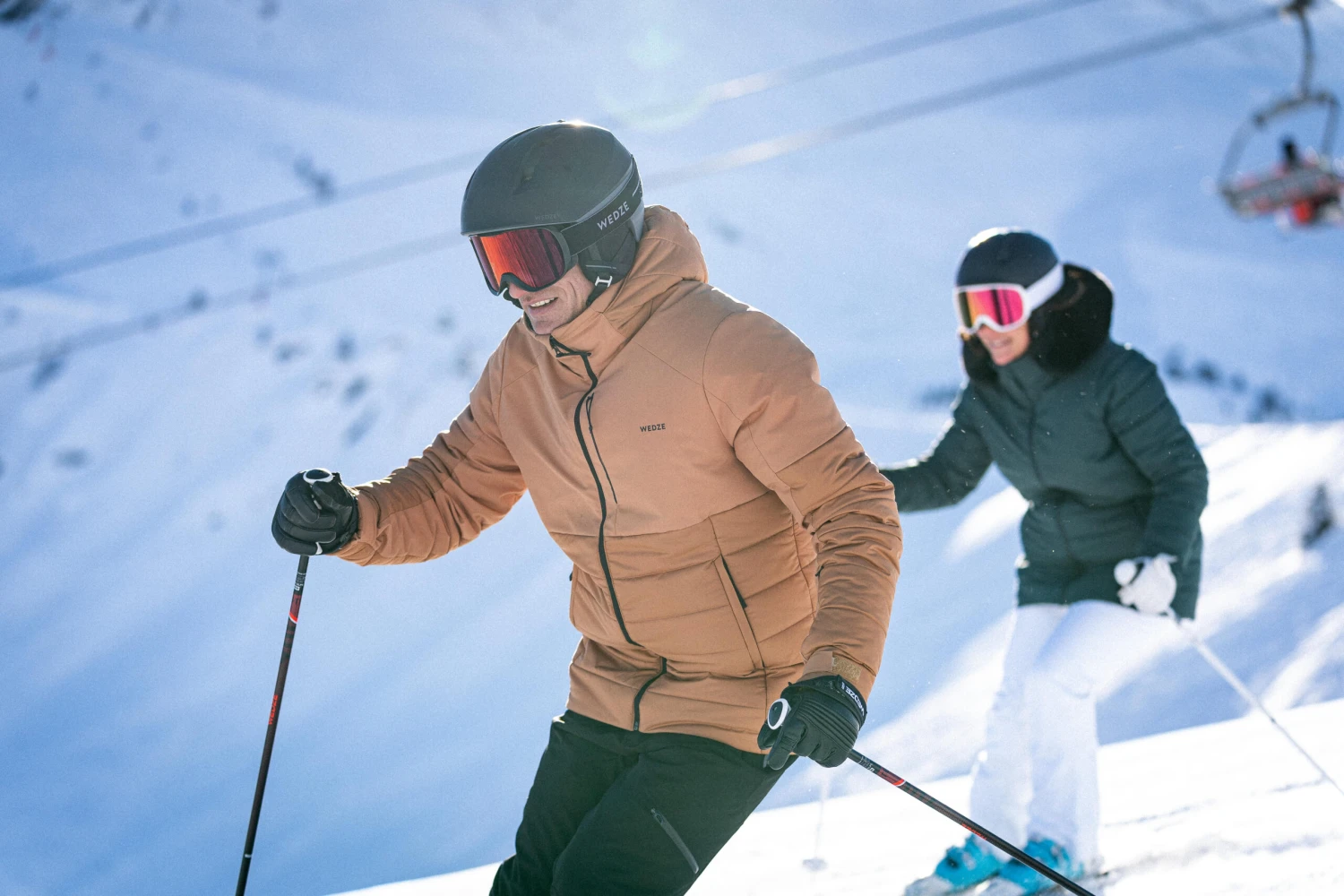 WEDZE Men’s Ski Mid-Length Jacket - Warm 100 Brown 12 WEDZE Men’s Ski Mid-Length Jacket - Warm 100 Brown - Image 12