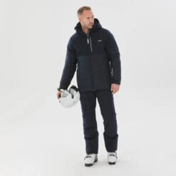 WEDZE Men’s Ski Mid-Length Jacket – Warm 100 Navy Blue -WEDZE SHOP mens ski mid length jacket warm 100 navy blue 2