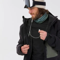 Men’s Snowboard Jacket - SNB 500 Black/Khaki -WEDZE SHOP mens snowboard jacket snb500 black khaki 10