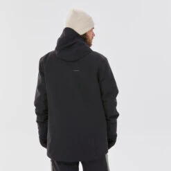 Men’s Snowboard Jacket - SNB 500 Black/Khaki -WEDZE SHOP mens snowboard jacket snb500 black khaki 3