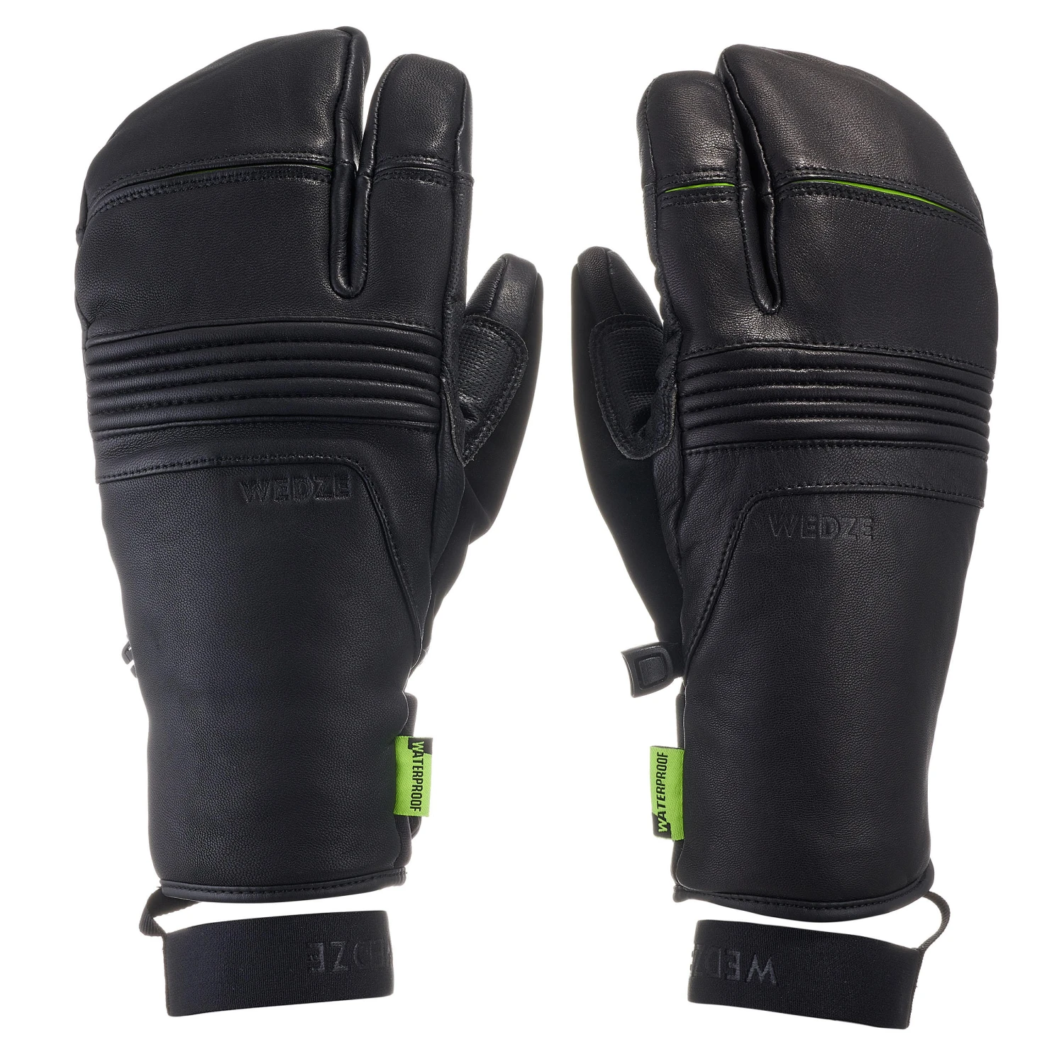 WEDZE Ski 3-Finger Gloves - 900 Black/Yellow 2 WEDZE Ski 3-Finger Gloves - 900 Black/Yellow - Image 2