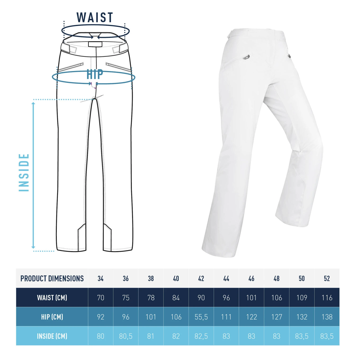 WEDZE Women’s Downhill Ski Pants - 180 White 11 WEDZE Women’s Downhill Ski Pants - 180 White - Image 11
