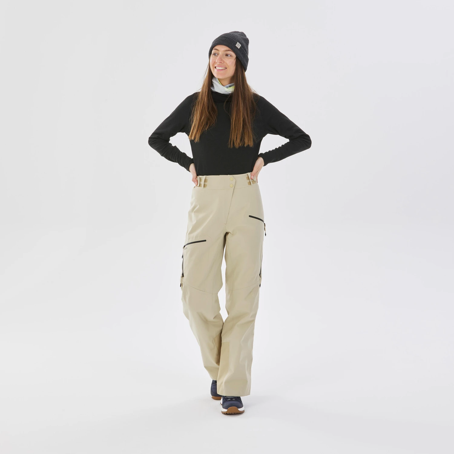 WEDZE Women's Ski Pants - FR 100 Beige 1 WEDZE Women's Ski Pants - FR 100 Beige