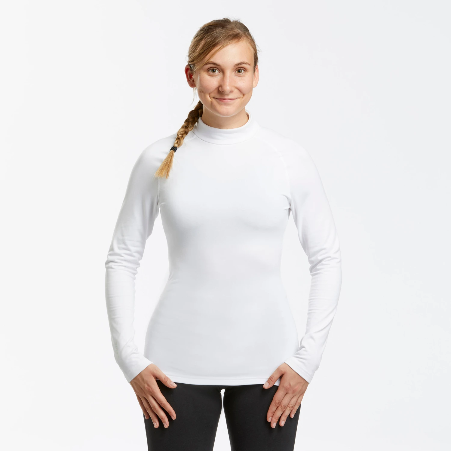WEDZE Women's Ski Base Layer Top – BL 500 White 4 WEDZE Women's Ski Base Layer Top – BL 500 White - Image 4
