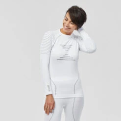 WEDZE Women’s Ski Base Layer Top - BL 980 White