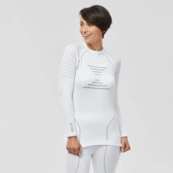 WEDZE Women’s Ski Base Layer Top - BL 980 White -WEDZE SHOP women s ski base layer top bl 980 white 3