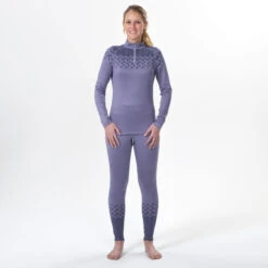 WEDZE SHOP -WEDZE SHOP women s ski base layer top with half zip 500 purple 1