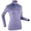 WEDZE Women's Ski Base Layer Top With Half-Zip - 500 Purple