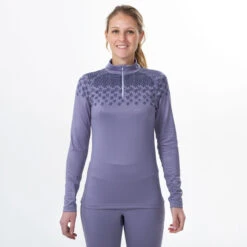 WEDZE Women's Ski Base Layer Top With Half-Zip - 500 Purple -WEDZE SHOP women s ski base layer top with half zip 500 purple 2