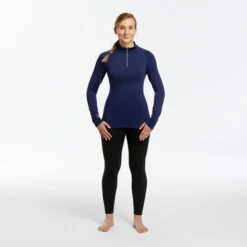 WEDZE SHOP -WEDZE SHOP women s ski base layer top with half zipper bl 500 blue 1
