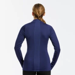 WEDZE Women’s Ski Base Layer Top - BL 500 Blue -WEDZE SHOP women s ski base layer top with half zipper bl 500 blue 7