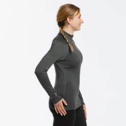 WEDZE Women's Ski Base Layer Top With Half-Zipper - BL 500 Grey 11 WEDZE Women's Ski Base Layer Top With Half-Zipper - BL 500 Grey -WEDZE SHOP women s ski base layer top with half zipper bl 500 grey 3