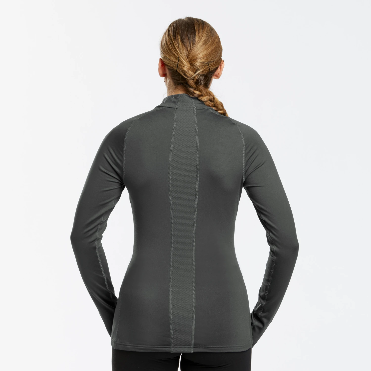 WEDZE Women's Ski Base Layer Top With Half-Zipper - BL 500 Grey 8 WEDZE Women's Ski Base Layer Top With Half-Zipper - BL 500 Grey - Image 8