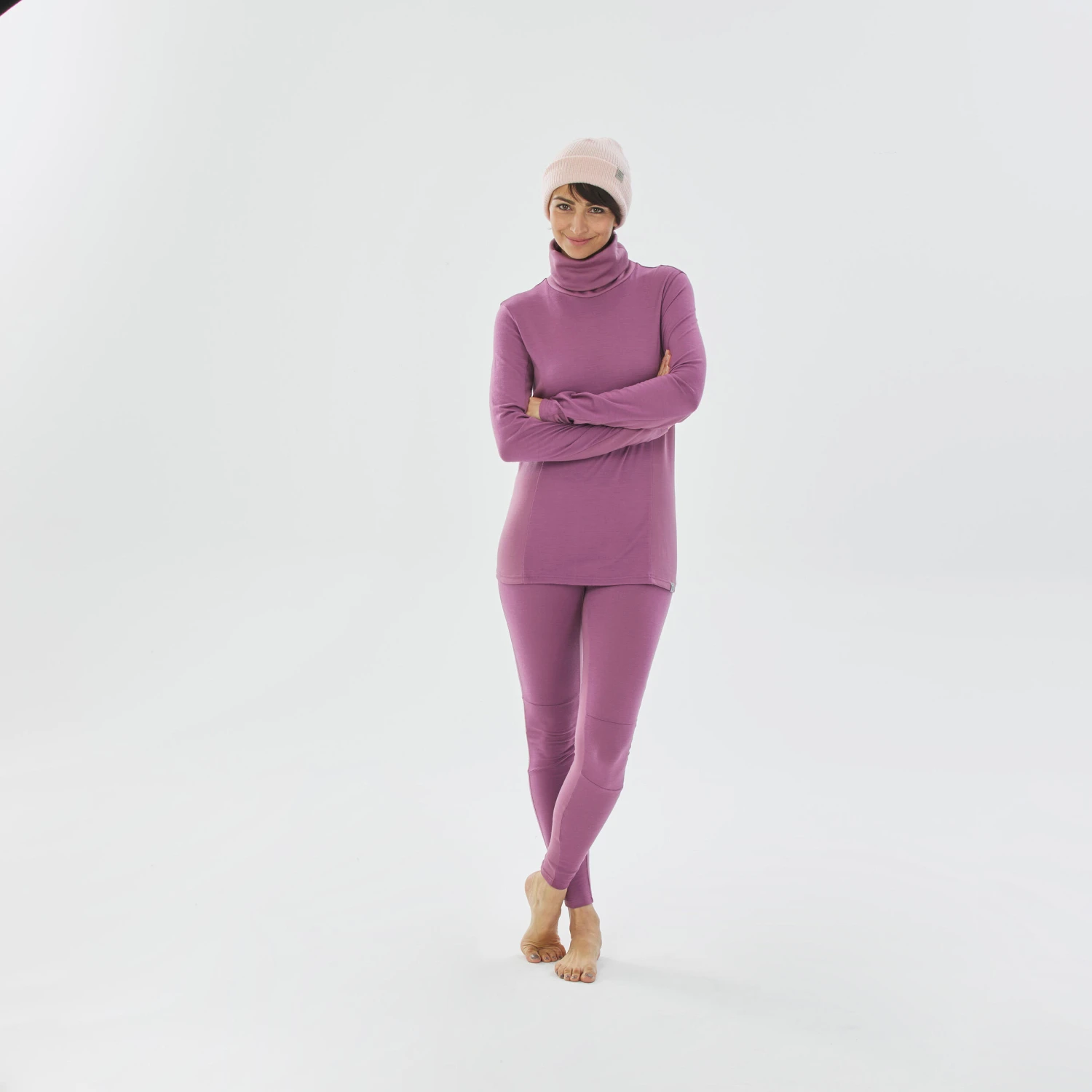 WEDZE Women's Ski Base Layer Wool Bottoms - BL 900 Purple 2 WEDZE Women's Ski Base Layer Wool Bottoms - BL 900 Purple - Image 2