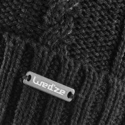 WEDZE Women's Ski Cable-Knit Faux-Fur Wool Hat - Black -WEDZE SHOP women s ski cable knit faux fur wool hat black 10