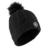 WEDZE Women's Ski Cable-Knit Faux-Fur Wool Hat - Black