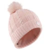 WEDZE Women's Ski Cable-Knit Faux-Fur Wool Hat - Pink