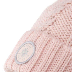 WEDZE Women's Ski Cable-Knit Faux-Fur Wool Hat - Pink -WEDZE SHOP women s ski cable knit faux fur wool hat pink 3
