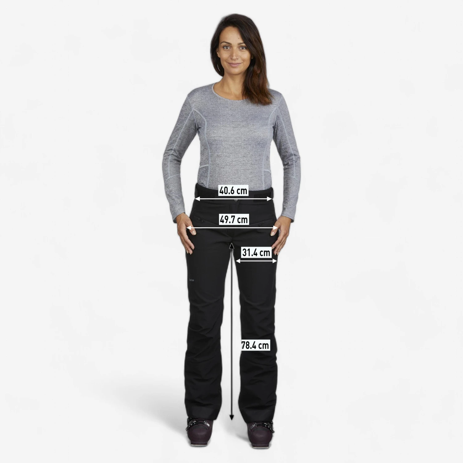 WEDZE Women's Ski Pants - 500 F SLIM Black 2 WEDZE Women's Ski Pants - 500 F SLIM Black - Image 2