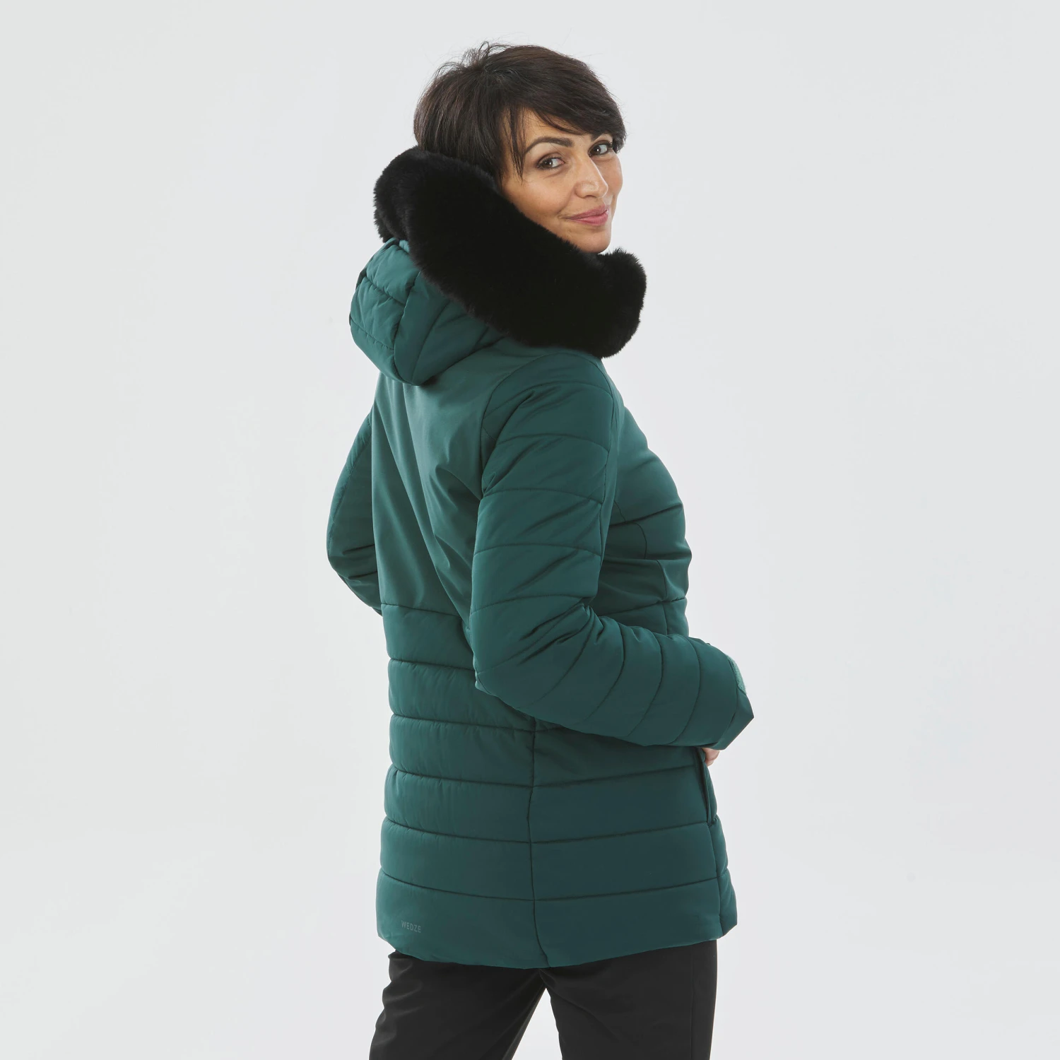 WEDZE Women’s Mid-Length Ski Jacket - Warm 100 Green 6 WEDZE Women’s Mid-Length Ski Jacket - Warm 100 Green - Image 6
