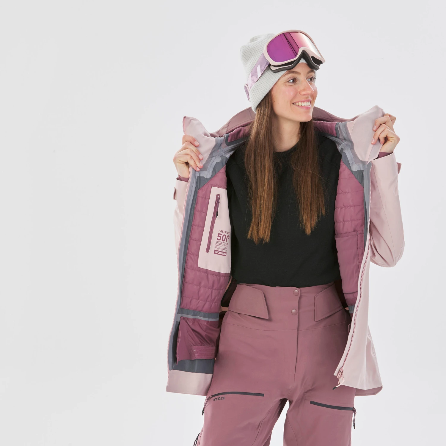 WEDZE Women’s Ski Jacket - FR 500 Pink 7 WEDZE Women’s Ski Jacket - FR 500 Pink - Image 7