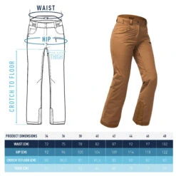 Women’s Snowboard Pants – SNB 500 Brown -WEDZE SHOP womens snowboard pants snb 500 brown 7