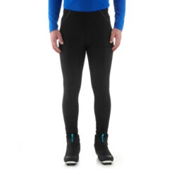 Men's Cross-Country Tights - XC S 100 Black -WEDZE SHOP xc s 100 cross country skiing warm tights men 2